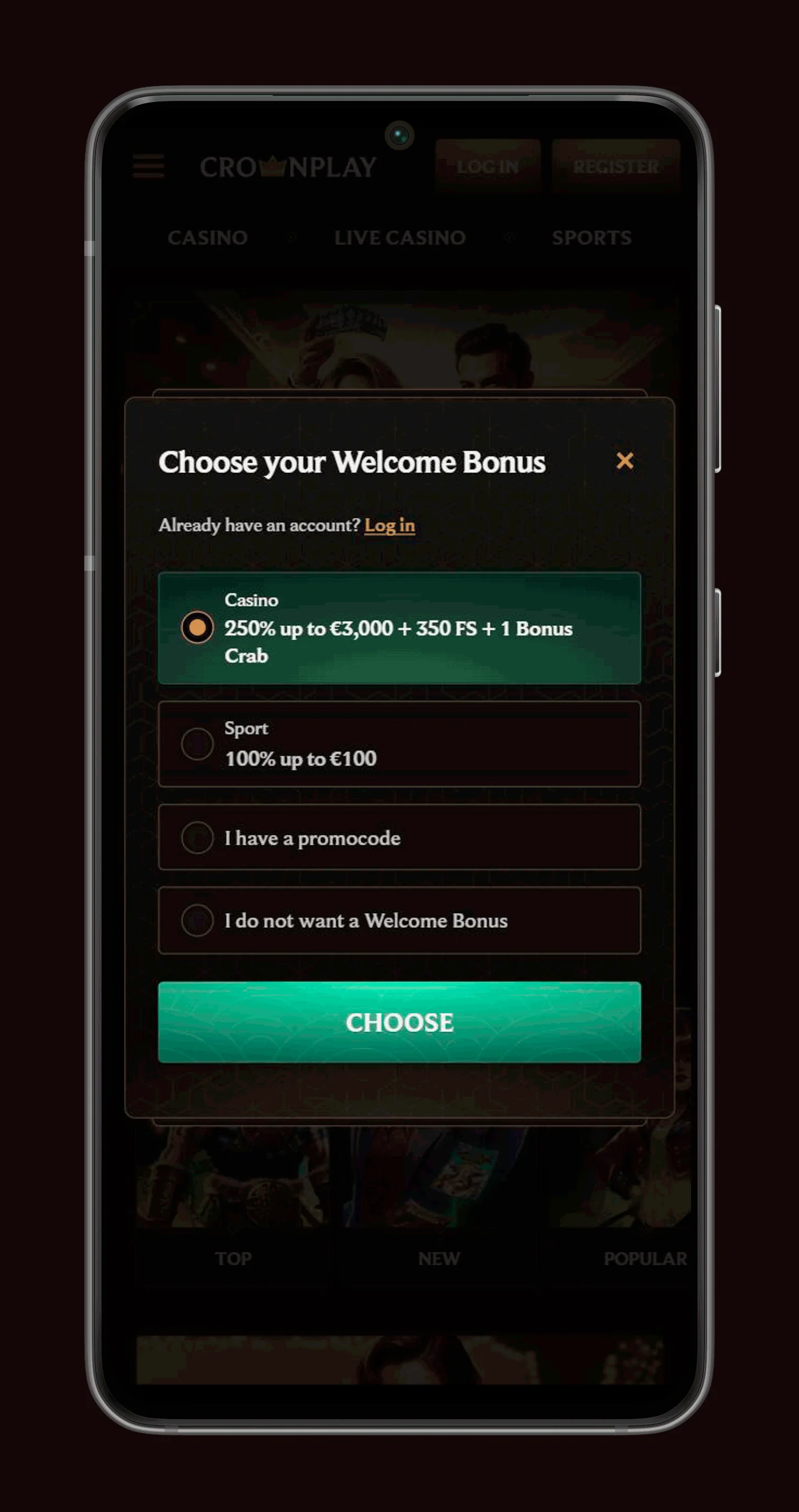 Choose welcome bonuses crownplay casino